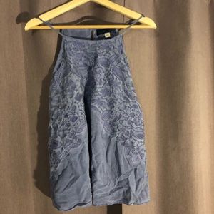 Blue Embroidered Tank Top